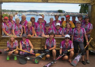 River Spirit paddlers in team jerseys at the Nanaimo dragon boat festival