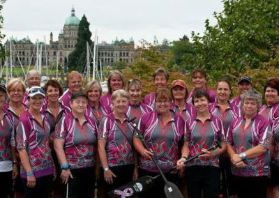 River Spirit paddlers in front of the BC Legislature in Victoria
